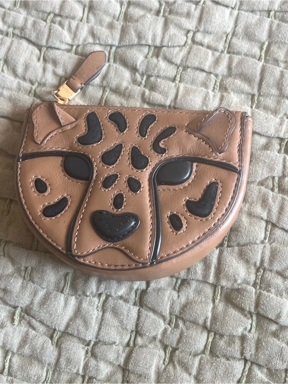 Leopard Face Coin Purse - Brown
